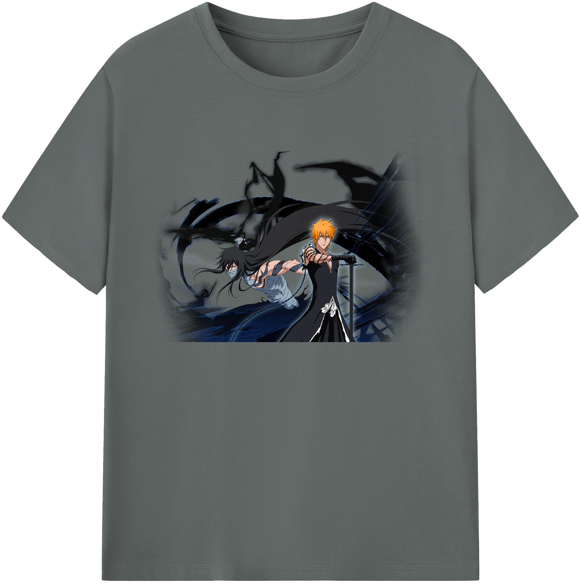 （画像用） ブリーチ 黒崎一護（くろさき いちご）BLEACH Kurosaki Ichigo 綿100％ メンズ半袖Tシャツ｜肌触りやわらか＆通気性